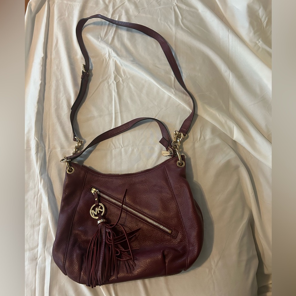 Michael Kors Burgundy Leather Shoulder Bag